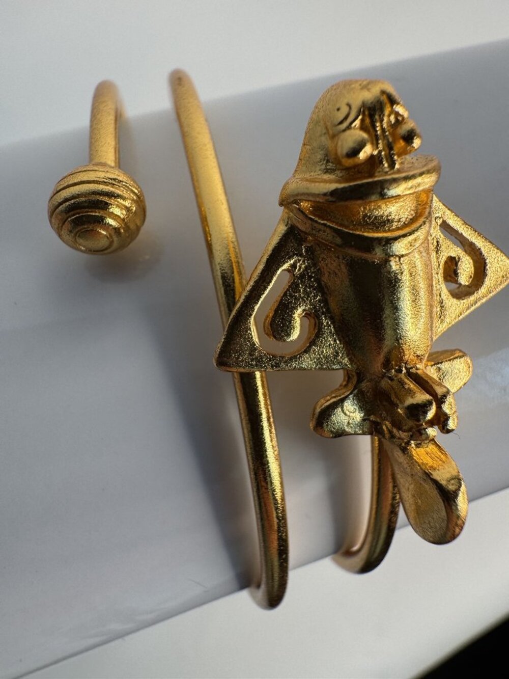 Gold Tone Frog Wrap Cuff Bracelet Adjustable Bangle 24K Gold Plated  Metal